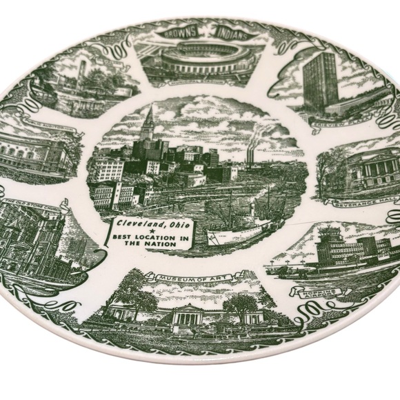 Kettlesprings Alliance Ohio Green Transfer Salad Plate Cleveland, Ohio 10 1/2" - Picture 3 of 4